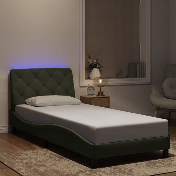 vidaXL Bettgestell mit LED ohne Matratze Hellgrau 90x190 cm Samt