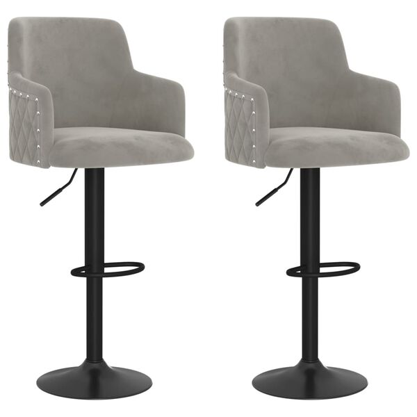 vidaXL Barhocker 2 Stk. Hellgrau Samt