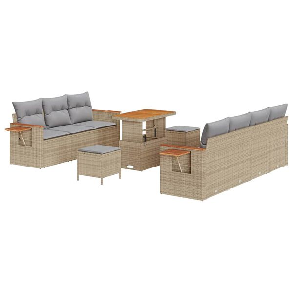 vidaXL Gartensofa-set mit Kissen 13 pcs Beige und Hellgrau Poly-Rattan