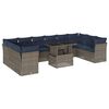 vidaXL 11-teiliges Gartensofa-Set mit Kissen, grau, Polyrattan