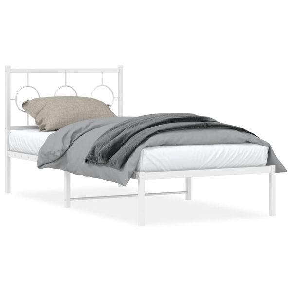 vidaXL Bettgestell mit Kopfteil Metall Wei&szlig; 90x190 cm