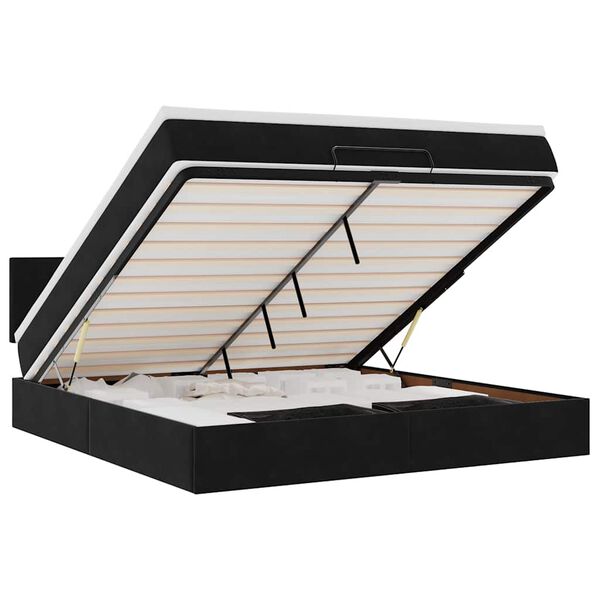 vidaXL Ottoman-Bett mit Matratze & LEDs Schwarz 160x200 cm Samt
