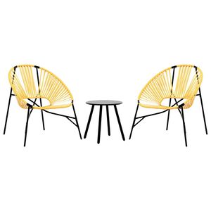vidaXL Gartenstuhl-Set 3-tlg. Schwarz und Gelb Poly Rattan