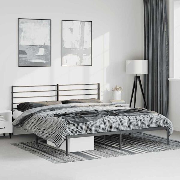 vidaXL Bettgestell mit Kopfteil Metall Schwarz 183x213 cm