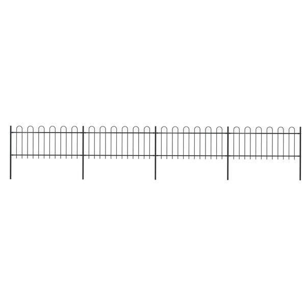 vidaXL Gartenzaun mit Rundbogen Stahl 714,5 x 80 cm Schwarz