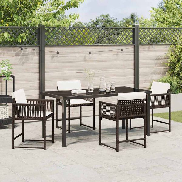 vidaXL Garten Essgruppe 5 pcs Braun Poly-Rattan