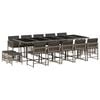 vidaXL 15-tlg. Garten-Essgruppe mit Kissen Grau Poly Rattan