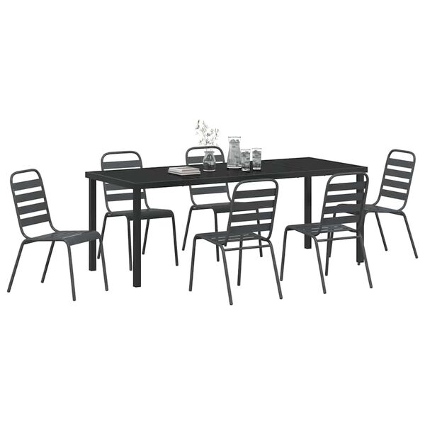 vidaXL Garten Essgruppe 7 pcs Anthrazit Pulverbeschichteter Stahl