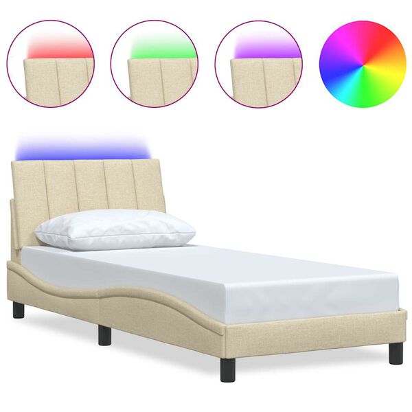 vidaXL Bettgestell ohne Matratze "Hanko" Creme 90x200 cm Stoff