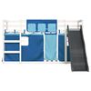 vidaXL Etagenbett mit Rutsche und Gardinen Blau 90x200 cm