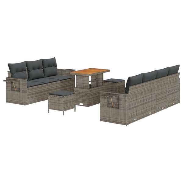 vidaXL Garten-Sofa-Set mit Kissen mit Speicher 10 pcs Grau