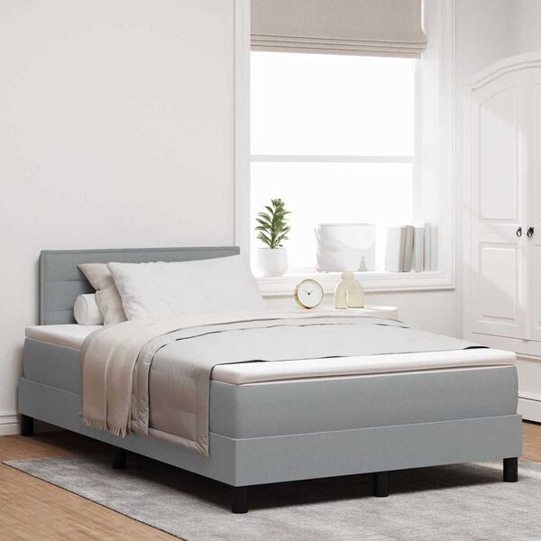 vidaXL Boxspringbett mit Matratze Hellgrau 120 x 200 cm Stoff