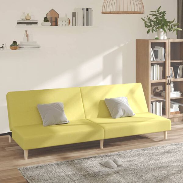vidaXL Schlafsofa 2-Sitzer Gr&uuml;n Stoff