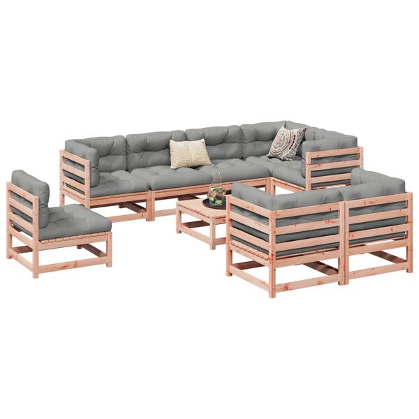vidaXL 9-tlg. Garten-Sofagarnitur mit Kissen Massivholz Douglasie