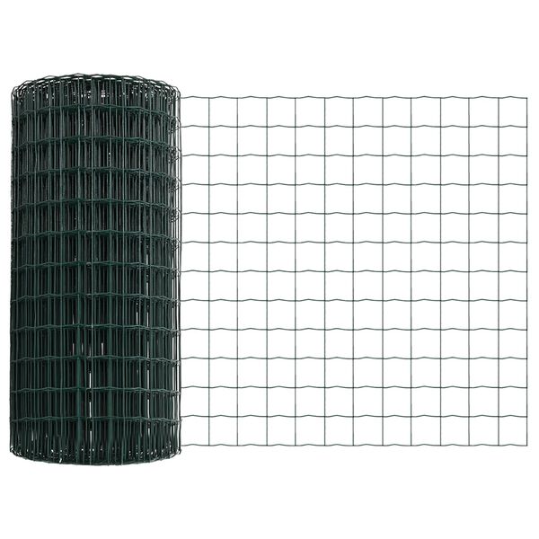vidaXL Zaun mit Pfosten Gr&uuml;n 0,6 x 50 m Stahl und PVC