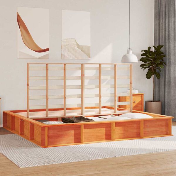 vidaXL Bettrahmen Wachsbraun 180 x 200 cm Massives Kiefernholz