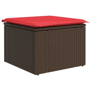 vidaXL Gartenhocker mit Kissen Braun 55x55x37 cm Poly Rattan