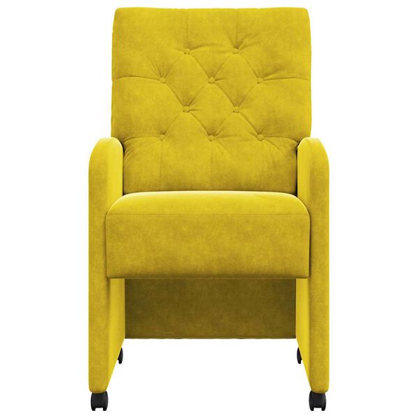 vidaXL Esszimmerst&uuml;hle mit Rollen 2 pcs Gelb 58 x 67 x 97 cm Samt