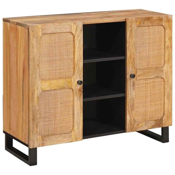 vidaXL Highboard mit Speicher Braun 90 x 33 x 75 cm Massivholz Mango