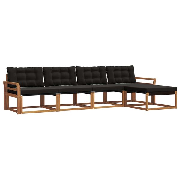 vidaXL Outdoor-Sofagarnitur mit Kissen 5 pcs Nat&uuml;rlich und Schwarz