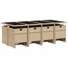 vidaXL 13-tlg. Garten-Essgruppe mit Kissen Beige Poly Rattan