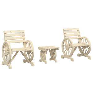 vidaXL 3-tlg. Garten-Lounge-Set Massivholz Tanne