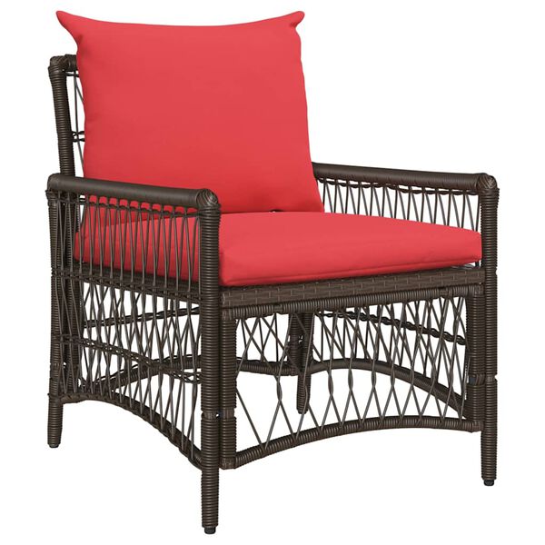 vidaXL Gartenstuhl mit Kissen Braun 73 x 61 x 77 cm Poly-Rattan