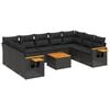vidaXL 10-tlg. Garten-Sofagarnitur mit Kissen Schwarz Poly Rattan