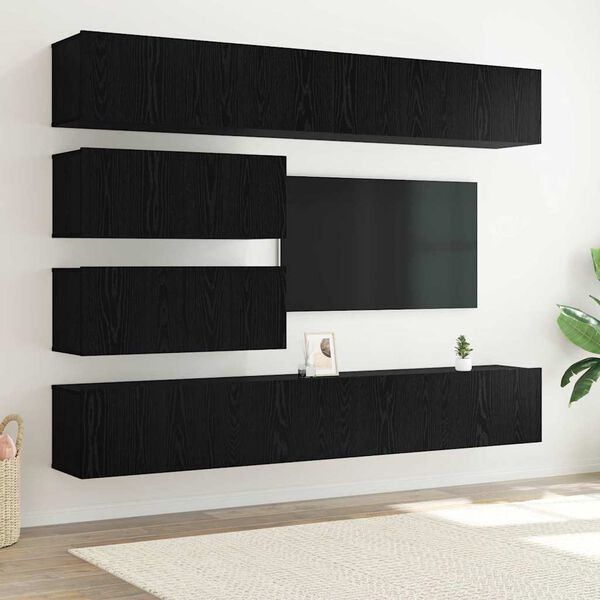 vidaXL TV-Schrankset 6 pcs Schwarz Eichen-Optik Holzwerkstoff