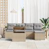 vidaXL Garten-Sofa-Set mit Speicher 6 pcs Beige Poly Rattan