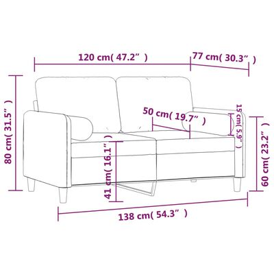 vidaXL 2-Sitzer-Sofa mit Zierkissen Weinrot 120 cm Samt