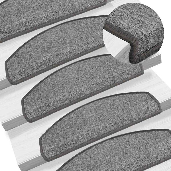 vidaXL Stufenmatten 10 Stk. 65x24x4 cm Dunkelgrau Halbrund Gro&szlig;