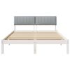vidaXL Bettgestell Wei&szlig; und Hellgrau 135 x 190 cm Massivholz Kiefer