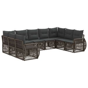 vidaXL Gartensofa-set 9 stk. Grau und Dunkelgrau Poly-Rattan
