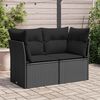vidaXL Gartensofa mit Kissen 2-Sitzer Schwarz Poly Rattan