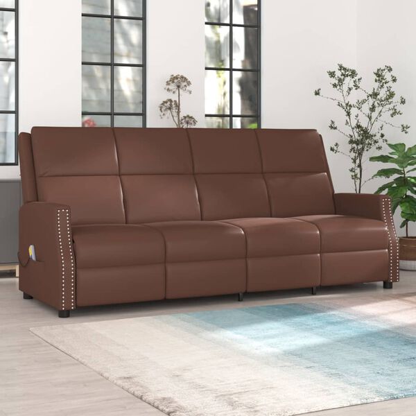vidaXL 4-Sitzer Massagesessel Braun Kunstleder
