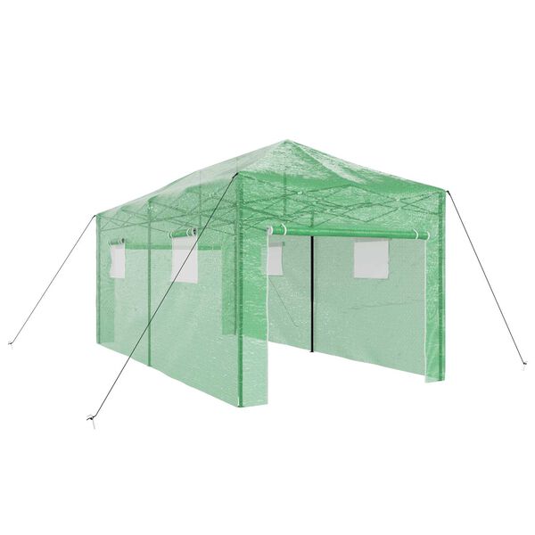 vidaXL Gew&auml;chshaus mit Pop-up-Rahmen Gr&uuml;n 290 x 580 x 315 cm Eisen