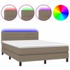 vidaXL Boxspringbett mit Matratze & LED Taupe 140x190 cm Stoff