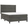 vidaXL Boxspringbett mit Matratze & LED Dunkelgrau 140x200 cm Samt