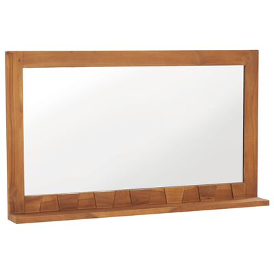 vidaXL Wandspiegel mit Regal 100×12×60 cm Teak Massivholz