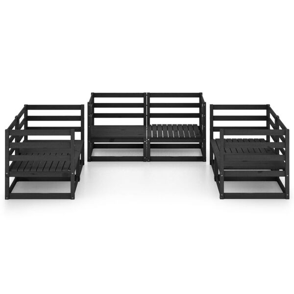 vidaXL 6-tlg. Garten-Lounge-Set Schwarz Massivholz Kiefer