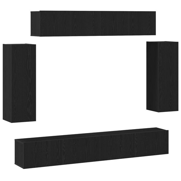 vidaXL TV-Schrankset 6 pcs Schwarz Eichen-Optik 100 x 30 x 30 cm