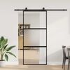 vidaXL Schiebet&uuml;r mit Beschlag Schwarz 90x205 cm Hartglas