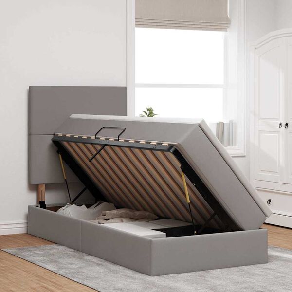 vidaXL Bett mit Stauraum und LED mit LED Taupe 100 x 200 cm Polyester