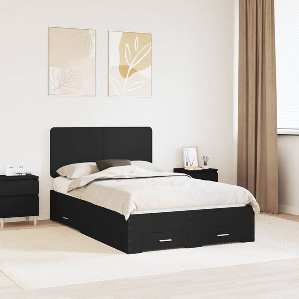 vidaXL Bettrahmen mit Kopfteil Schwarz 120 x 190 cm Holzwerkstoff