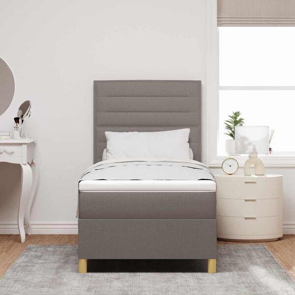 vidaXL LED Boxspringbett mit Matratze Taupe 80 x 200 cm Stoff