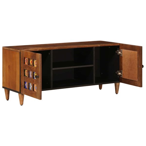 vidaXL TV-Schr&auml;nk mit T&uuml;r Walnuss 105 x 33,5 x 46 cm Massivholz Mango