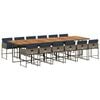 vidaXL 13-tlg. Garten-Essgruppe mit Kissen Grau Poly Rattan