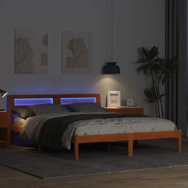 vidaXL Bettrahmen Wachsbraun 150 x 200 cm Massives Kiefernholz