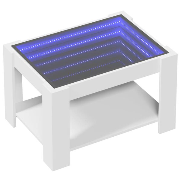vidaXL Couchtisch mit LED-Leuchten Wei&szlig; 73x53x45 cm Holzwerkstoff